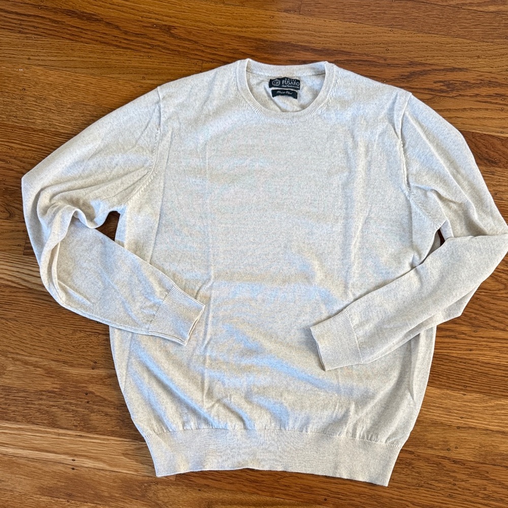 Luigi Fusaro - Italian Brand - Light Beige Crewneck Merino Sweater